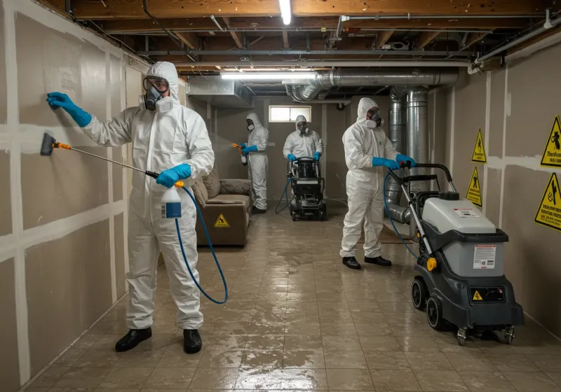 Basement Moisture Removal and Structural Drying process in Bee County, TX